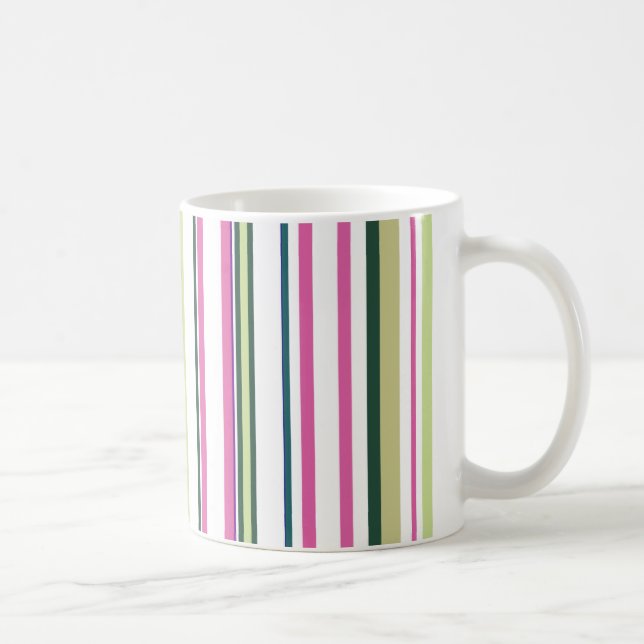 Trendig Modern Rosa Grönt White Rand Kaffemugg (Höger)