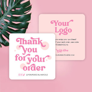 Trendig Modern Rosa Logotyp - tack för ditt kort