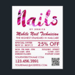 Trendig Modern Rosa Nail Technician, Nail Salon Flygblad<br><div class="desc">Trendig Modern Rosa Nail Technician,  Nail Salon Advertising Flyers by the Affärskort Store.</div>