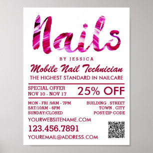 Trendig Modern Rosa Nail Technician, Nail Salon Poster
