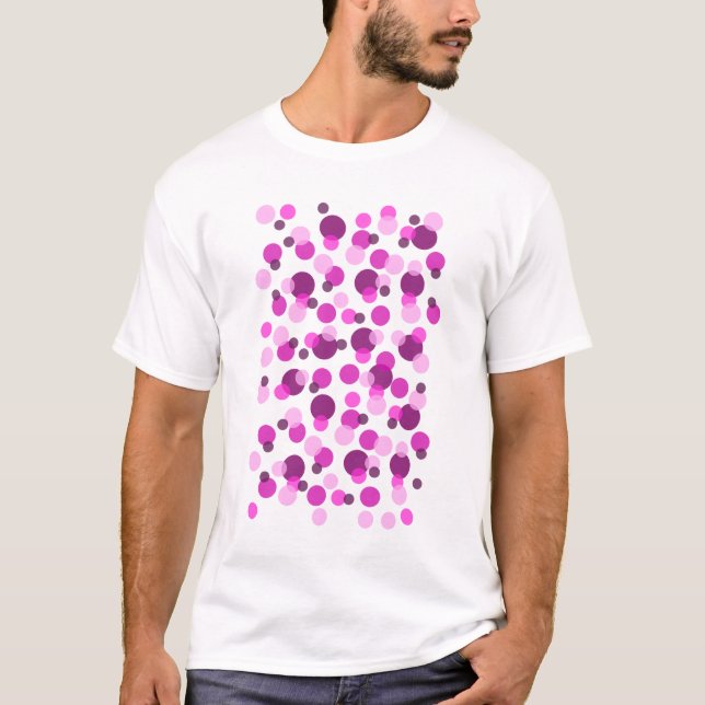 Trendig Modern Rosa och Lila Polka Dot Mönster Tee Shirt (Framsida)