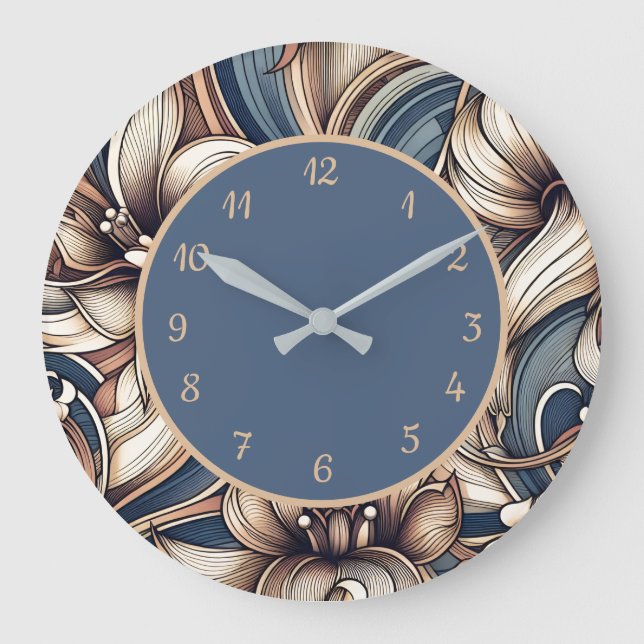 Trendig Modern Rosa Svart Abstrakt Mönster Stor Klocka (Framsida)