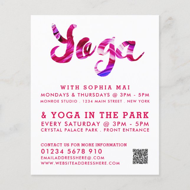 Trendig Modern Rosa Yoga Class Reklam Flygblad (Framsidan)