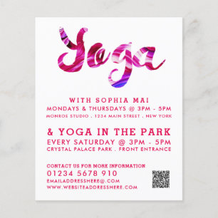 Trendig Modern Rosa Yoga Class Reklam Flygblad