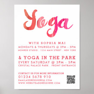 Trendig Modern Rosa Yoga Class Reklam Poster