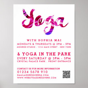 Trendig Modern Rosa Yoga Class Reklam Poster