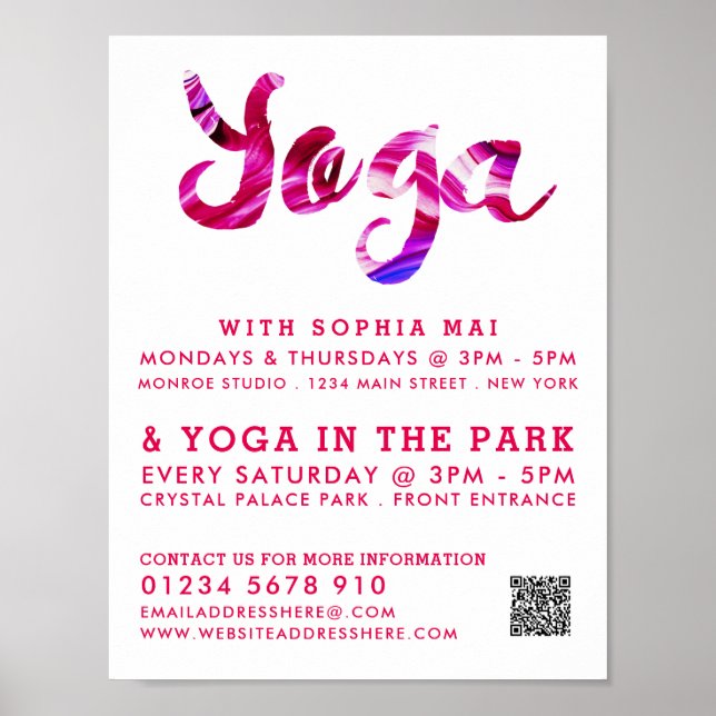 Trendig Modern Rosa Yoga Class Reklam Poster (Framsidan)