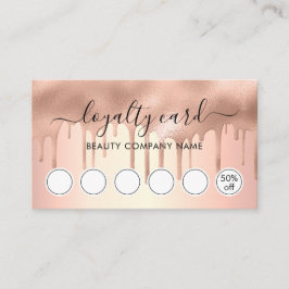 Trendig modern roséguld glimmer-dryp Loyalty Card Visitkort