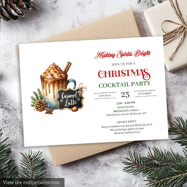 Trendig Modern Semesterscocktail Festlig Partaj In Inbjudningar (Trendy Modern Holiday Cocktails Party Invitation)