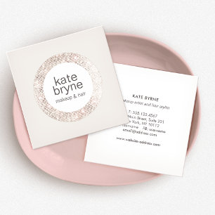 Trendig Modern Silver Sequin Beauty Salon Fyrkantigt Visitkort