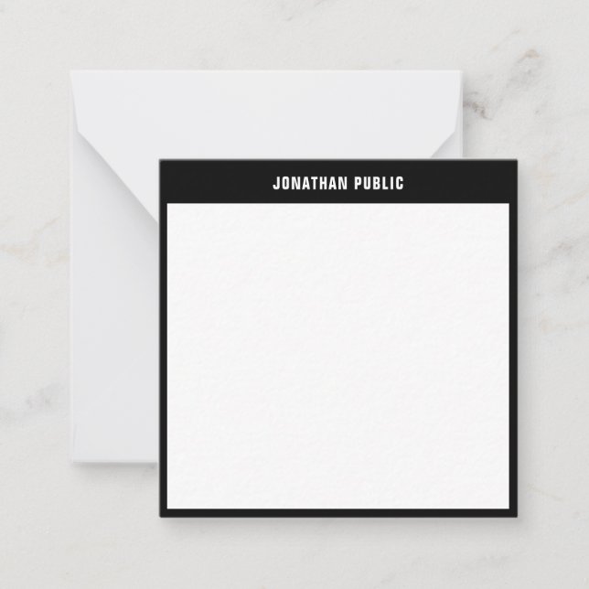 Trendig Modern Simple Template Elegant Black Gräns Anteckningskort (Framsida)