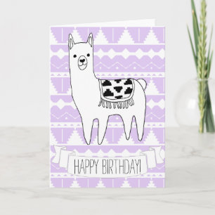 Trendig Modern Sketchy Aztec Llama Grattis på föde Kort