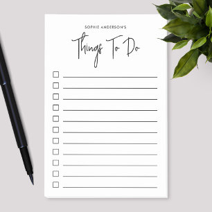 Trendig Modern skript Minimalist Sak to Do List Post-it Block