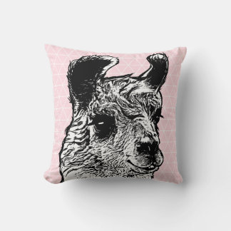 Trendig Modern svartvit lama-illustration Kudde