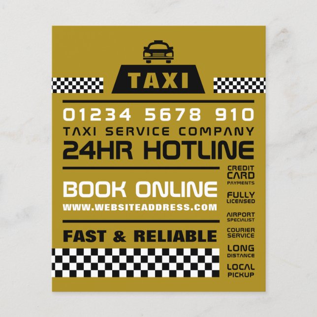 Trendig & Modern, Taxi Firm med Prislista Flygblad (Framsidan)