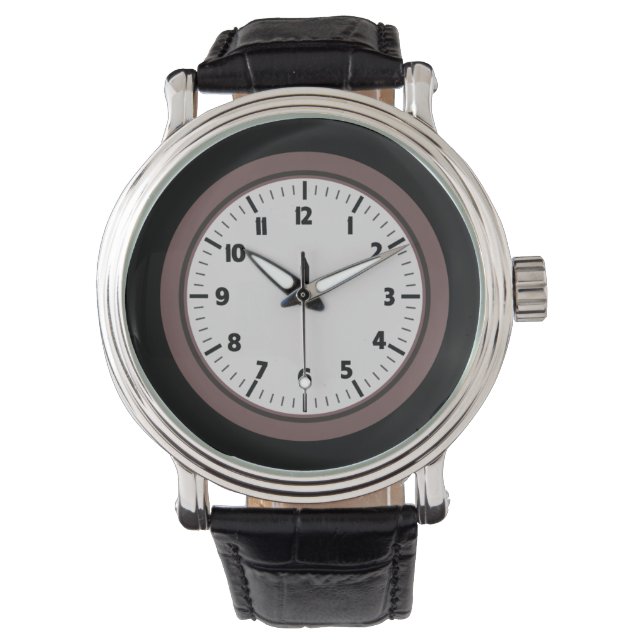 Trendig modern teal svart herr läderklocka armbandsur (Framsida)
