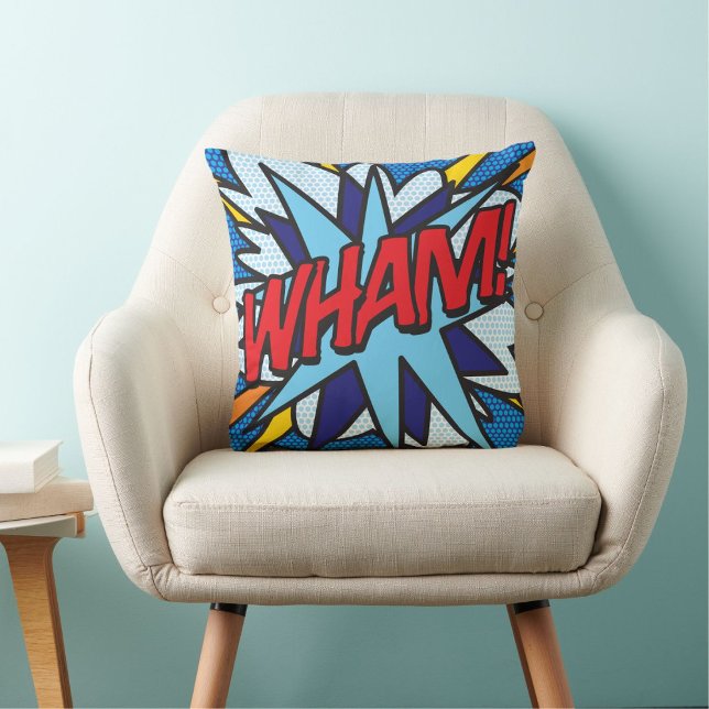 Trendig Modern Typografisk Serietidning Kudde (Trendy Modern Typographic Comic Book Throw Pillow)