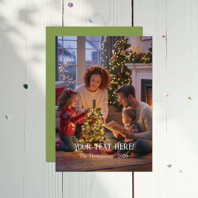 Trendig Modern Typsnittsfamilj Jul Foto Julkort (Trendy Modern Typography Family Christmas Photo Holiday Card)