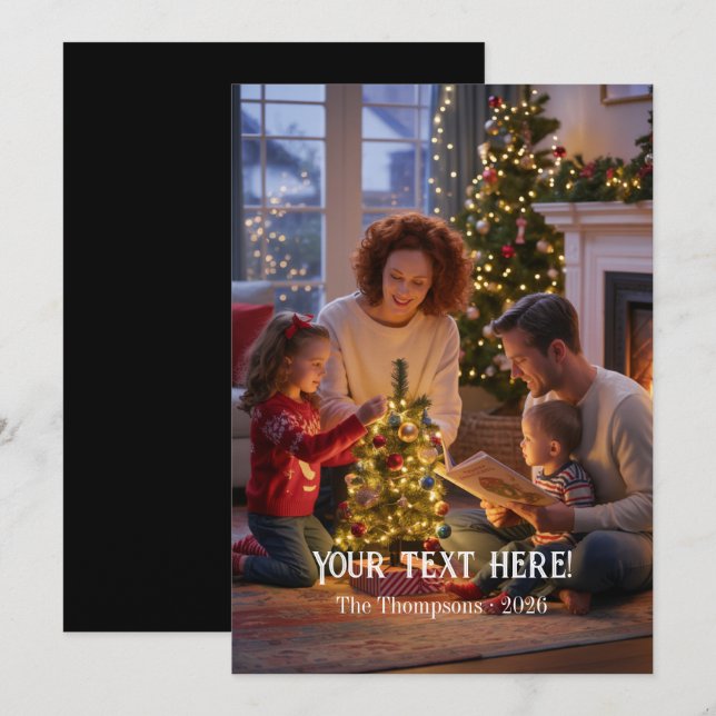 Trendig Modern Typsnittsfamilj Julfoto Julkort (Fram/baksida)