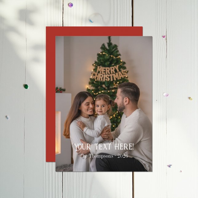Trendig Modern Typsnittsfamilj Julfoto Julkort (Trendy Modern Typography Family Christmas Photo Holiday Card)