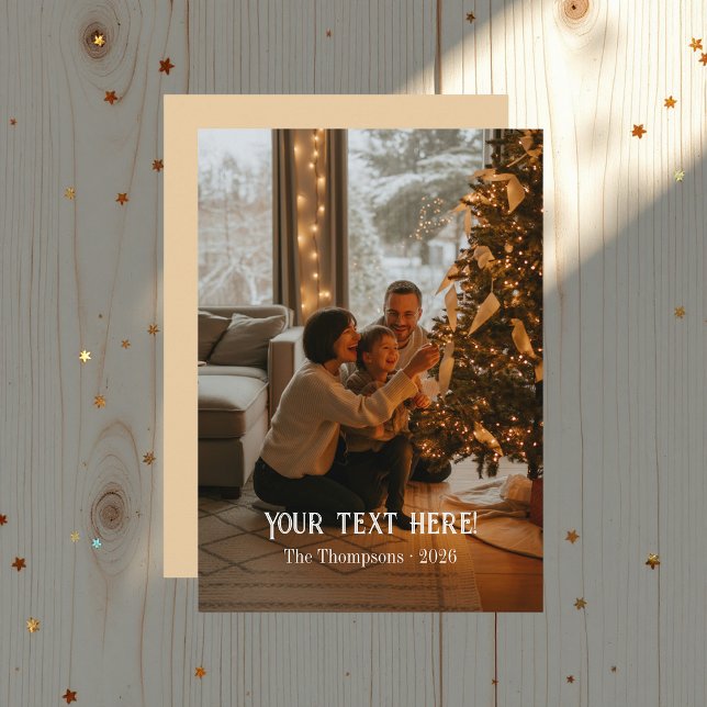 Trendig Modern Typsnittsfamilj Julfoto Julkort (Trendy Modern Typography Family Christmas Photo Holiday Card)