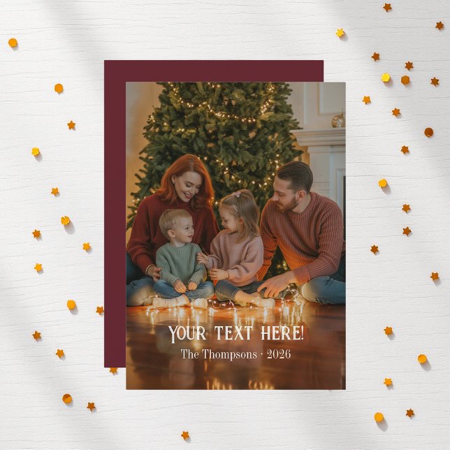 Trendig Modern Typsnittsfamilj Julfoto Julkort (Trendy Modern Typography Family Christmas Photo Holiday Card)