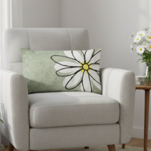 Trendig Modern White Doodle Daisy Grått Lumbarkudde