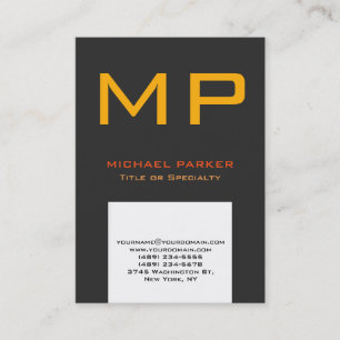 Trendig, modernt grått- vit gult monogram visitkort