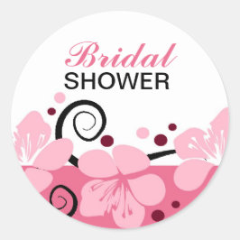 Trendig Möhippa Rosa Flowers Sticker Runt Klistermärke