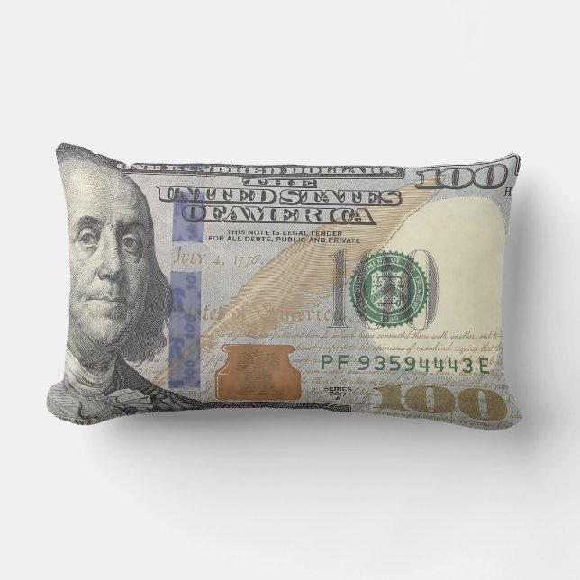 Trendig Money 100 dollar Bill Aesthetic Currency Lumbarkudde (Framsida)
