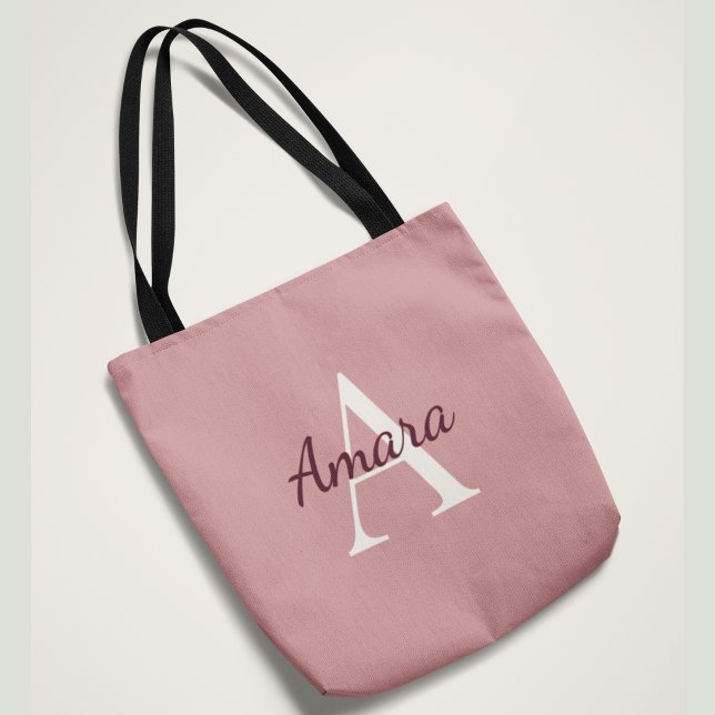 Trendig Monogram Amara | Te Ros & Bär Anpassad  Tygkasse (Skapare uppladdad)