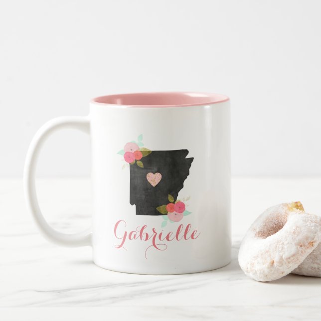 Trendig Monogram Arkansas State Movable Heart City Två-Tonad Mugg (Med munk)