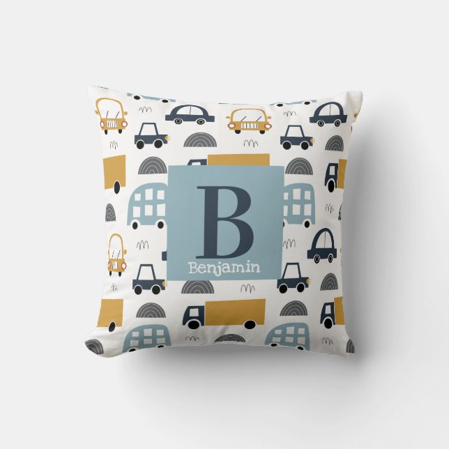 Trendig monogram Baby monogram Car Mönster Kudde (Framsida)