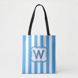 Trendig Monogram Blue & White Wide Rand Tygkasse