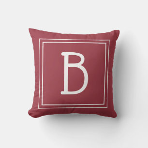 Trendig Monogram Bokstav Initial Mörkröd Kudde