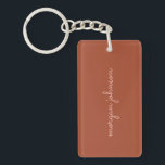 Trendig Monogram | Bränd Orange skript Namn<br><div class="desc">Ett monogram för snyggtens anpassningsbar i handskrivet typsnitt i avslappnad i trendiget bränd orange och .</div>