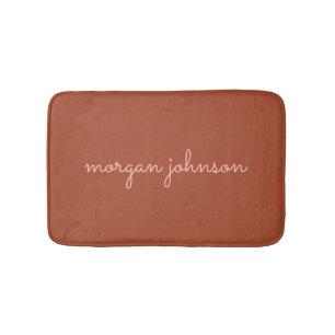 Trendig Monogram   Bränd Orange +  skript Namn Badrumsmatta