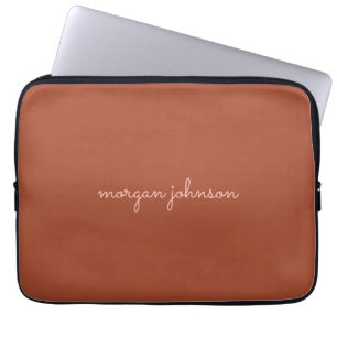 Trendig Monogram Bränd Orange + skript Namn Laptop Fodral