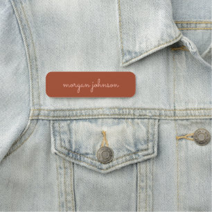 Trendig Monogram   Bränd Orange +  skript Namn Namnbricka