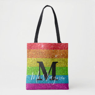 Trendig Monogram Gay pride HBT TQ Rainbow Glitter Tygkasse