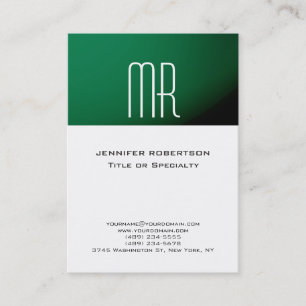 Trendig Monogram Grönt Rand White Affärskort Visitkort