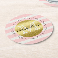 Trendig Monogram Guld Glitter  Rosa Rand