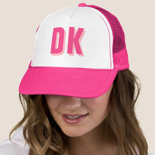 Trendig Monogram Initial Bachelorette Rosa Keps
