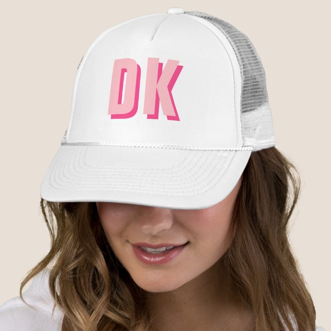 Trendig Monogram Initial Bachelorette White Rosa Keps (Skapare uppladdad)