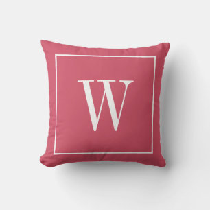 Trendig monogram initial stilren uppdaterad rosa & kudde