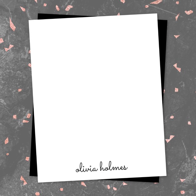 Trendig Monogram | Modern Black Script Namn Anteckningskort (Skapare uppladdad)