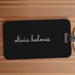 Trendig Monogram | Modern Black Script Namn Bagagebricka<br><div class="desc">En enkel anpassningsbar i monogrammet i en handskriven manustypografi med informell avslappnad som är skriven på enfärgad svartvitt. Monogrammet kan lätt vara personlig för att göra en design så unik som du är! Det perfekt trendiget har skräddarsytt gåva eller medhjälpare till tillfälle.</div>