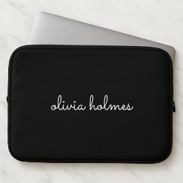 Trendig Monogram | Modern Black Script Namn Laptop Fodral