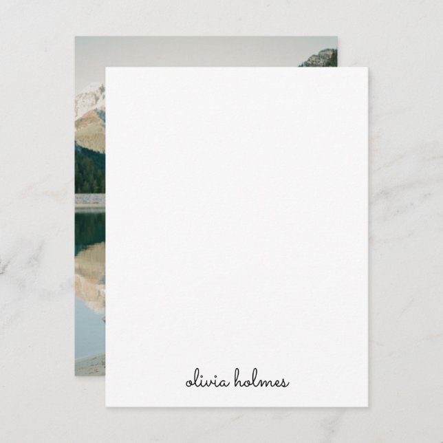 Trendig Monogram | Modern Black Script Namn Photo Anteckningskort (Fram/baksida)