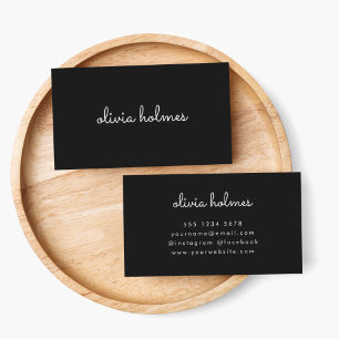 Trendig Monogram Modern Black Script Namn Visitkort